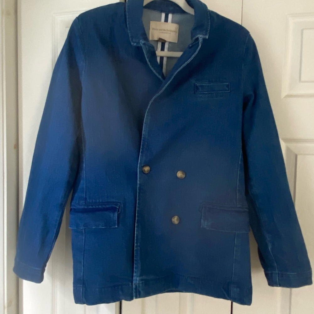 Pilcro Blue Double-Breasted Pea Coat.